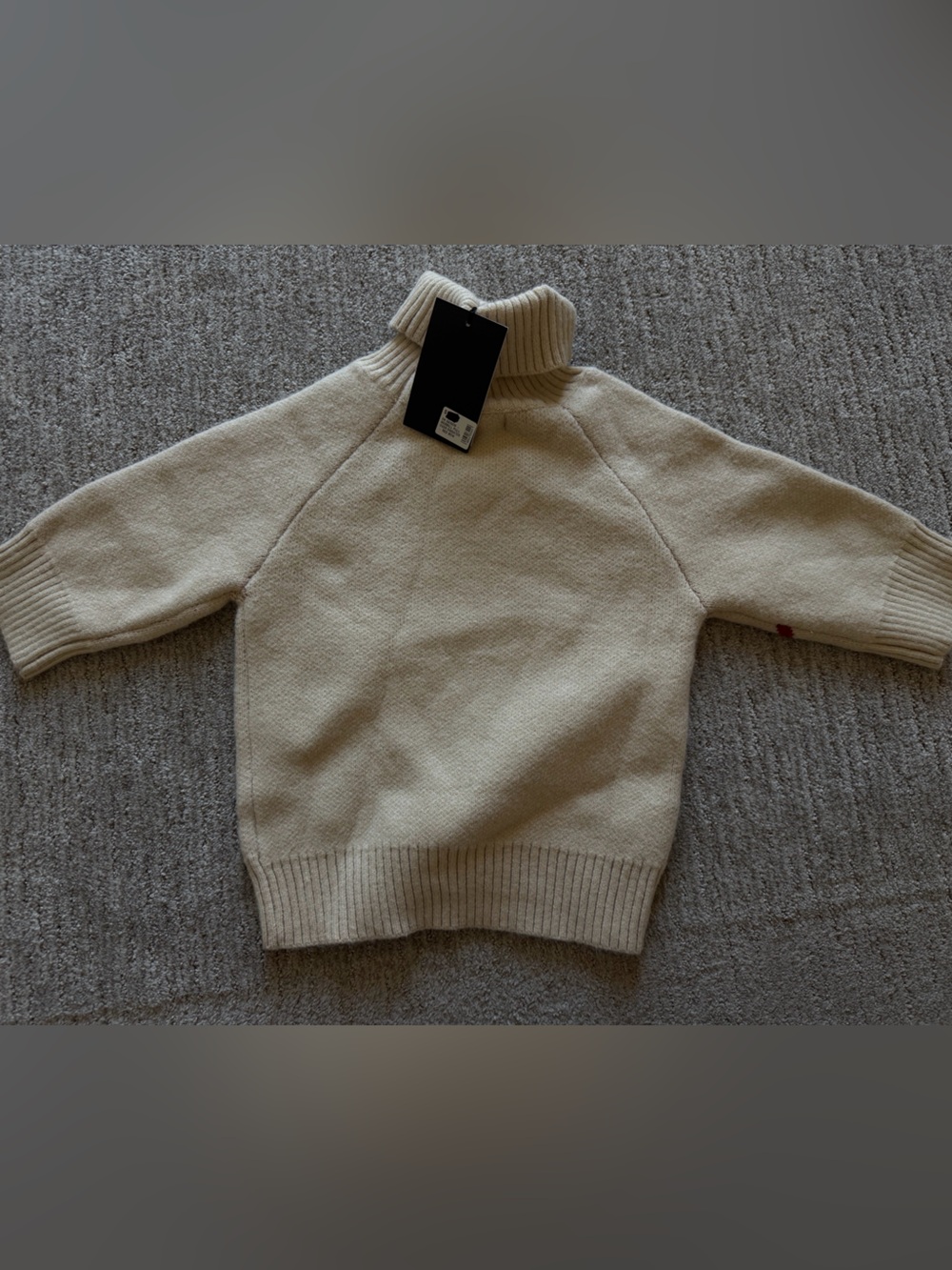 En Saison Cream Turtleneck Sweater with Red Bow Accent - Picture 3 of 3